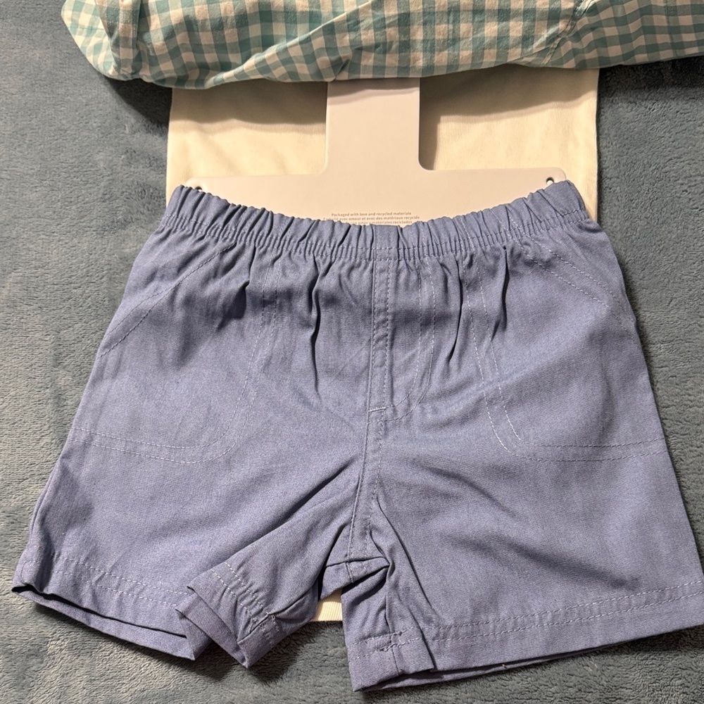Carter's Blue Checkered Shirt and Shorts Set - Picture 3 of 3